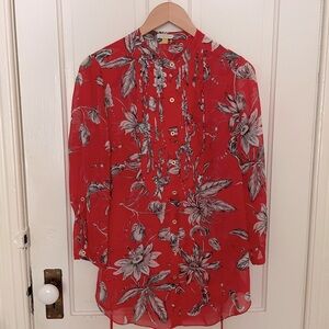 Vintage (ca. 2013) Leifsdottir Anthropologie red silk tunic